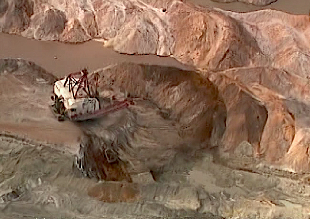 Dragline digging from air